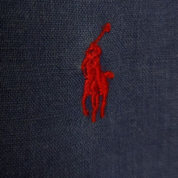 Ralph Lauren Size XL Ocean Wash Linen Blue Shirt Long Sleeves Red Pony Preppy - Picture 4 of 9